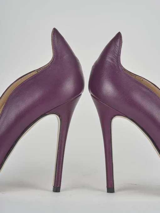 Décolleté e slingback tacco 9cm pelle viola