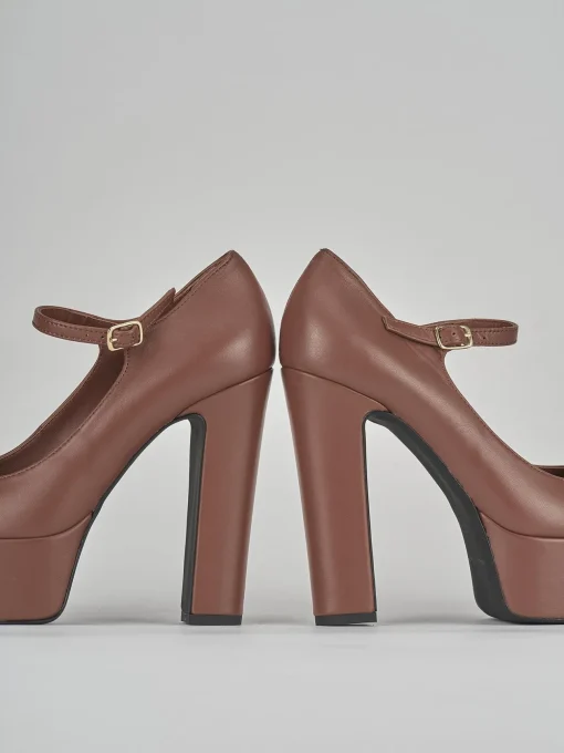Décolleté e slingback tacco 13cm pelle marrone