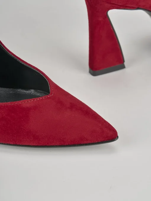 Décolleté e slingback tacco 8cm camoscio rosso
