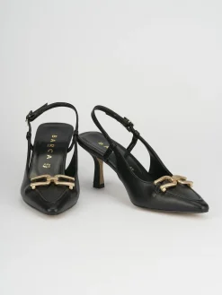 Décolleté e slingback tacco 7cm pelle nero