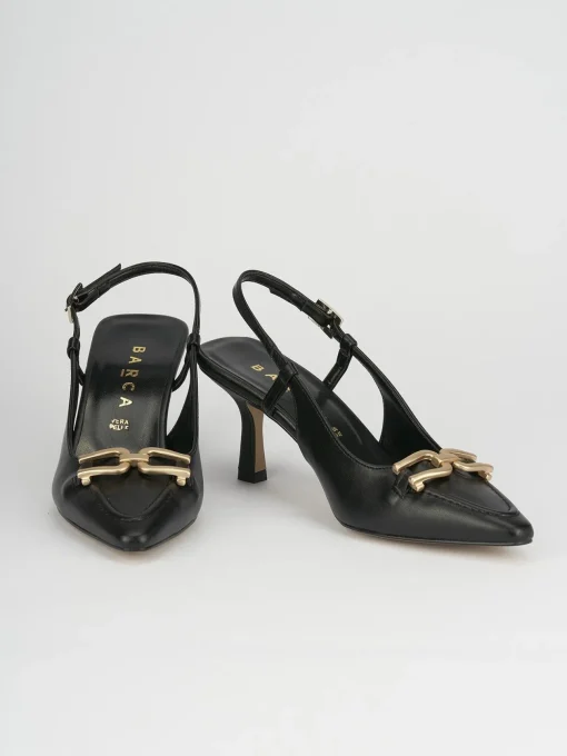 Décolleté e slingback tacco 7cm pelle nero