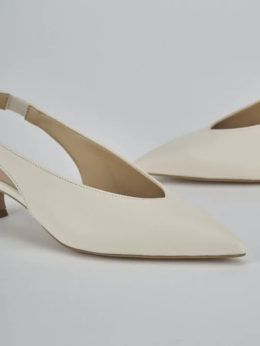 Décolleté e slingback tacco 4cm pelle bianco