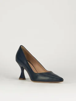 Décolleté e slingback tacco 7cm pelle blu