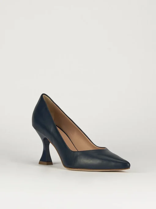 Décolleté e slingback tacco 7cm pelle blu