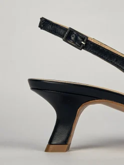 Décolleté e slingback tacco 5cm pelle blu