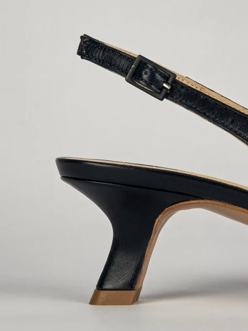 Décolleté e slingback tacco 5cm pelle blu