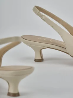 Décolleté e slingback tacco 4cm pelle beige