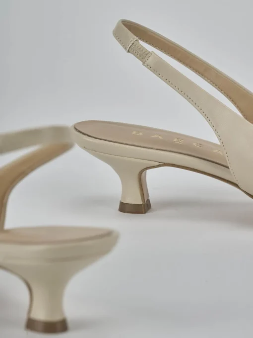 Décolleté e slingback tacco 4cm pelle beige