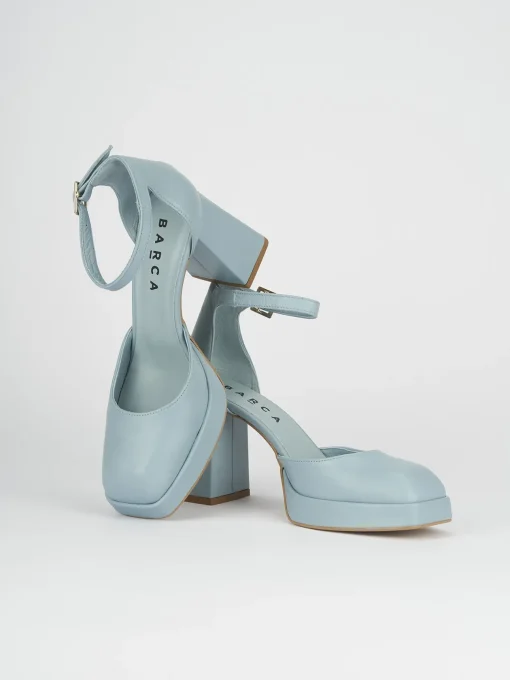 Décolleté e slingback tacco 9cm pelle azzurro