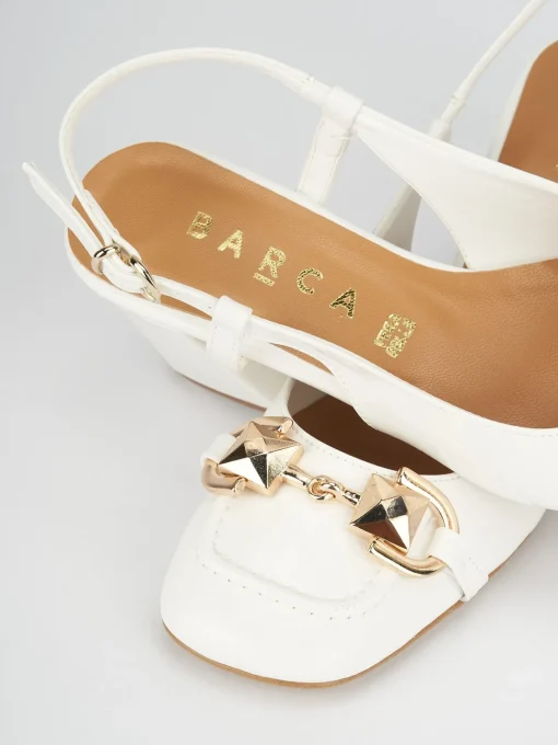 Décolleté e slingback tacco 6cm pelle bianco