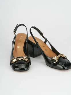 Décolleté e slingback tacco 6cm vernice nero