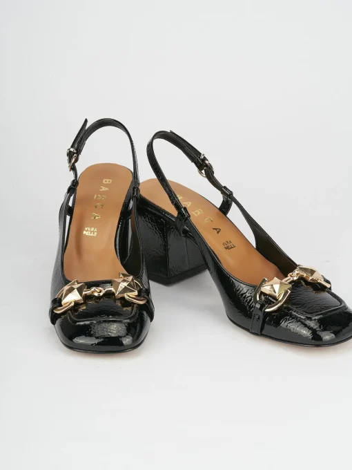 Décolleté e slingback tacco 6cm vernice nero