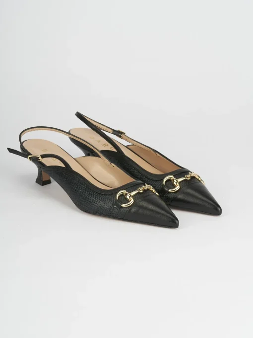 Décolleté e slingback tacco 5cm pelle nero