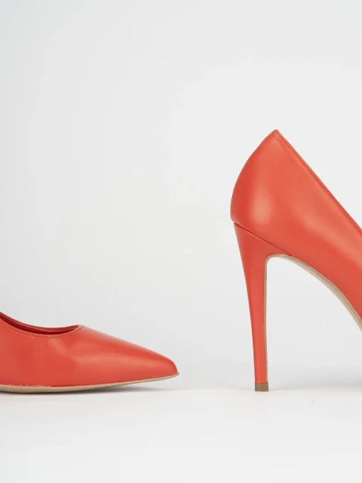 Décolleté e slingback tacco 10cm pelle arancio