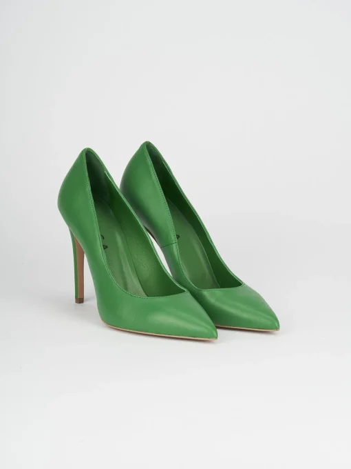 Décolleté e slingback tacco 10cm pelle verde