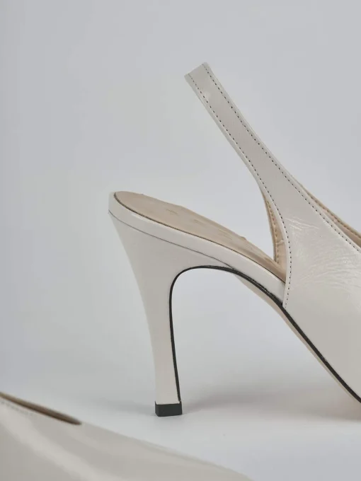 Décolleté e slingback tacco 9cm vernice bianco