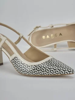 Décolleté e slingback tacco 7cm vernice bianco