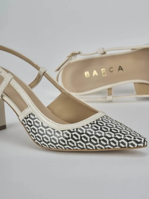 Décolleté e slingback tacco 7cm vernice bianco