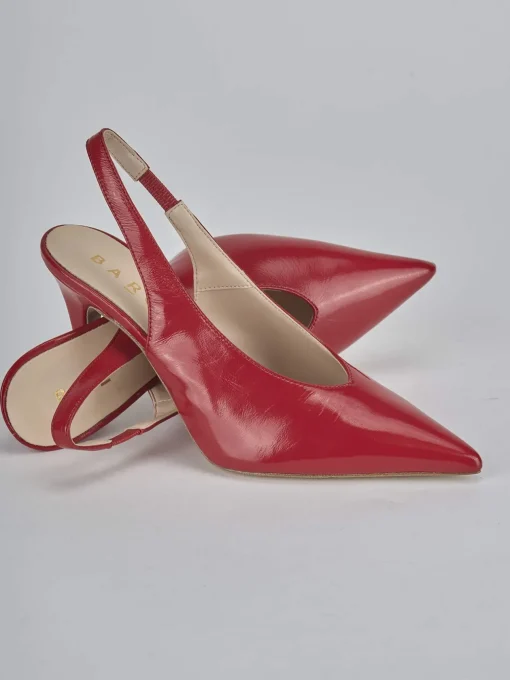 Décolleté e slingback tacco 9cm vernice rosso