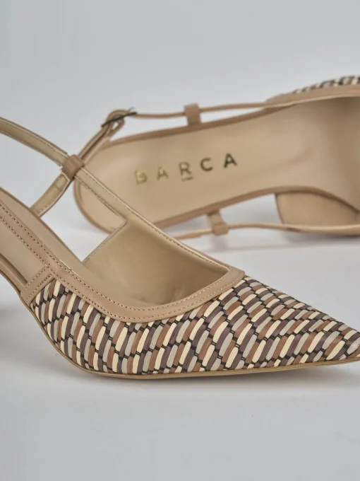 Décolleté e slingback tacco 7cm pelle beige