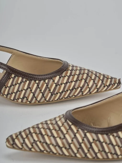 Décolleté e slingback tacco 4cm pelle marrone