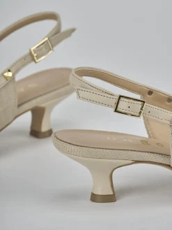 Décolleté e slingback tacco 4cm pelle beige