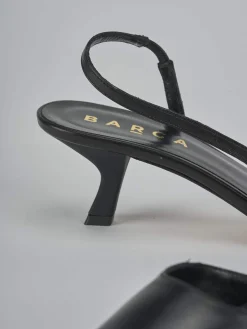 Décolleté e slingback tacco 5cm pelle nero