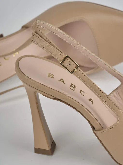 Décolleté e slingback tacco 9cm pelle marrone