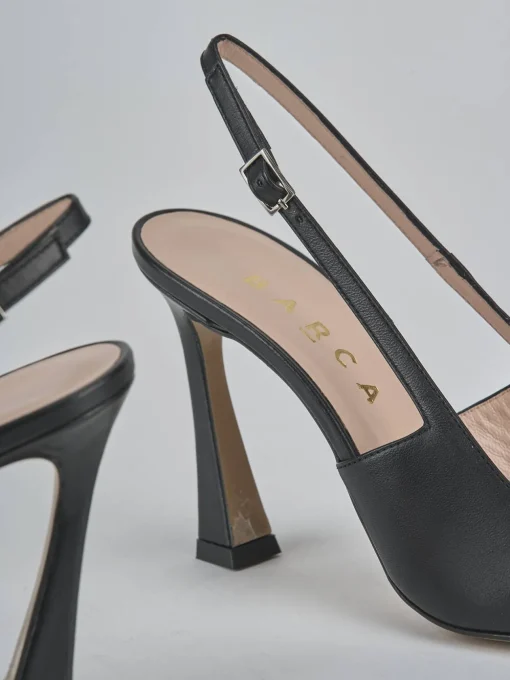 Décolleté e slingback tacco 9cm pelle nero