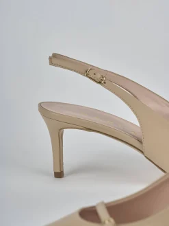 Décolleté e slingback tacco 7cm pelle marrone