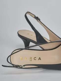 Décolleté e slingback tacco 5cm pelle nero