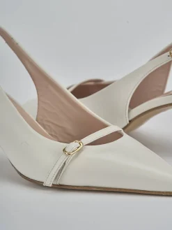Décolleté e slingback tacco 7cm pelle bianco