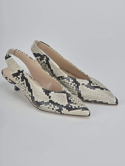 Décolleté e slingback tacco 4cm pitone beige