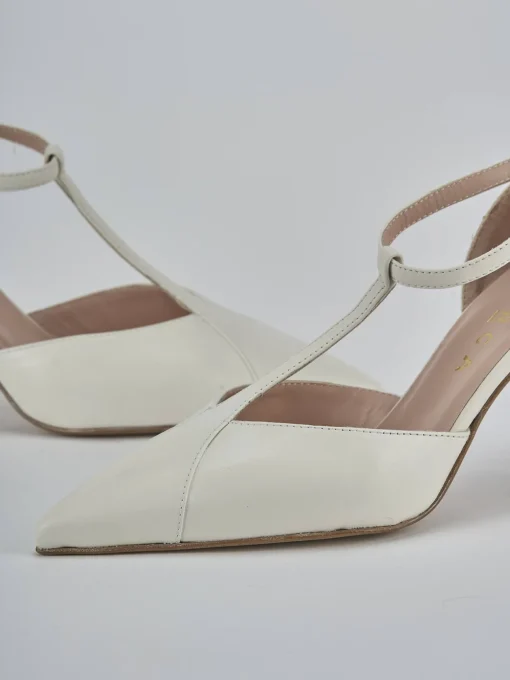 Décolleté e slingback tacco 7cm pelle bianco