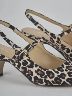 Décolleté e slingback tacco 4cm pelle multicolor