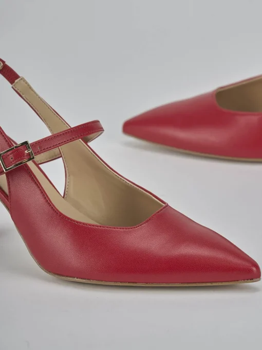 Décolleté e slingback tacco 7cm pelle rosso