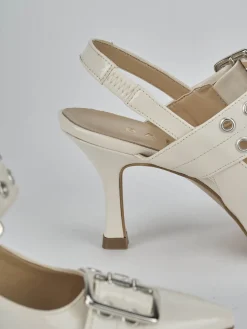 Décolleté e slingback tacco 7cm vernice bianco