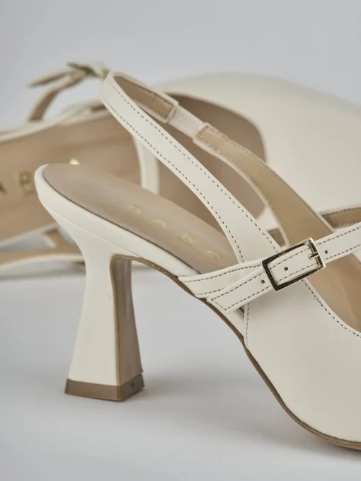 Décolleté e slingback tacco 7cm pelle bianco