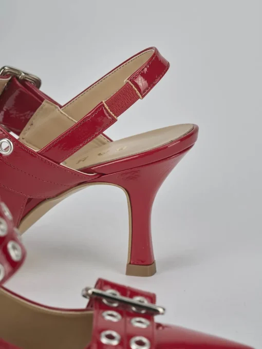 Décolleté e slingback tacco 7cm vernice rosso
