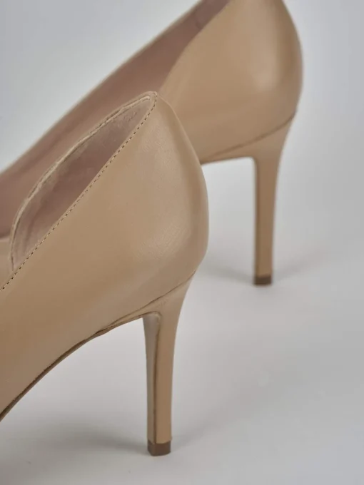 Décolleté e slingback tacco 8cm pelle beige