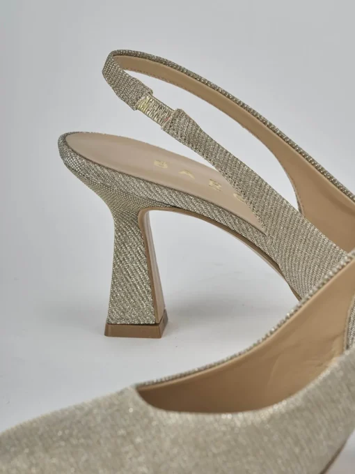 Décolleté e slingback tacco 7cm pelle oro