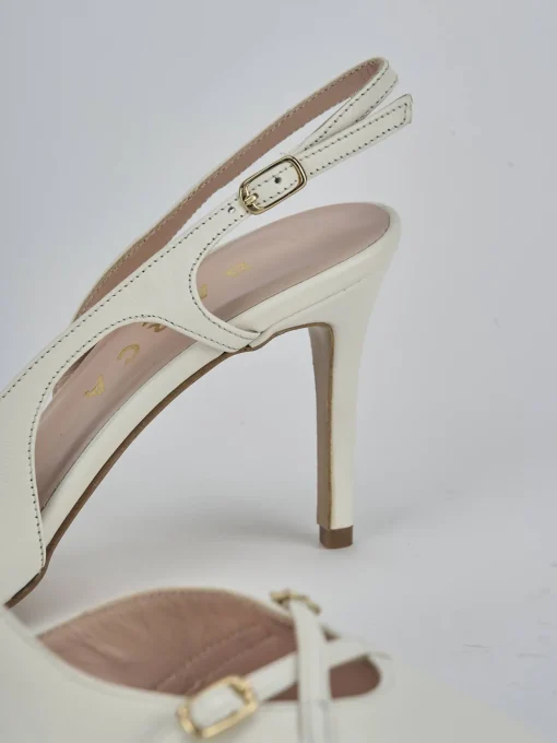 Décolleté e slingback tacco 7cm pelle bianco