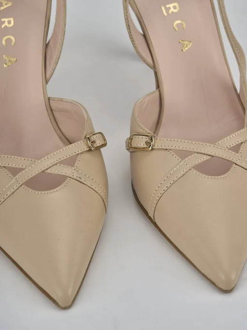 Décolleté e slingback tacco 7cm pelle marrone