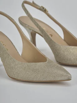 Décolleté e slingback tacco 7cm pelle oro