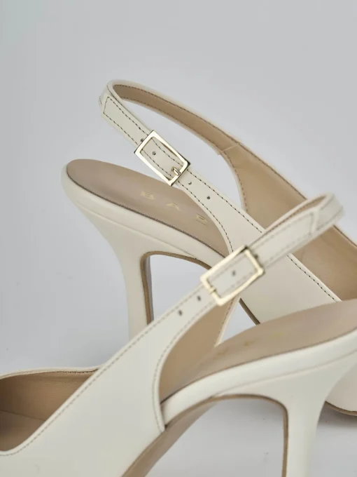Décolleté e slingback tacco 9cm pelle bianco