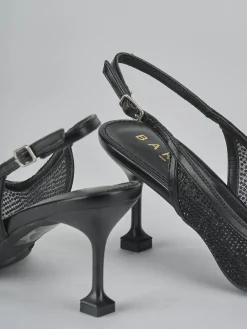 Décolleté e slingback tacco 6cm pelle nero