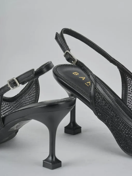 Décolleté e slingback tacco 6cm pelle nero