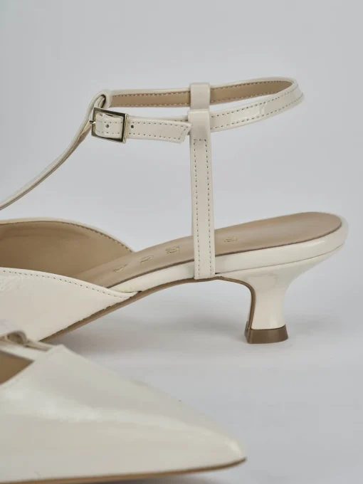 Décolleté e slingback tacco 4cm vernice bianco