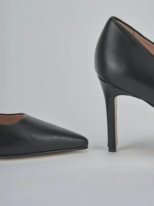 Décolleté e slingback tacco 7cm pelle nero