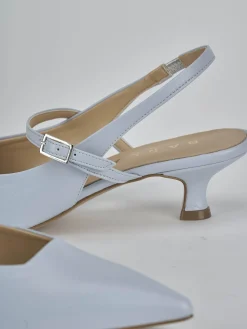 Décolleté e slingback tacco 4cm pelle azzurro
